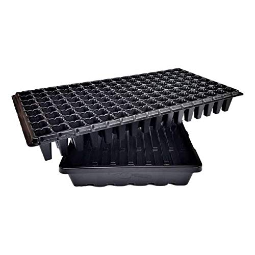Bootstrap Farmer 128 Cell Tray Combo with 1020 Trays No Holes Black 5-Pack - size: 5 Flats and 5 Cell