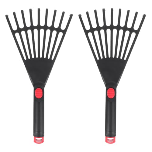 GANAZONO 2PCS Plastic Garden Pitchfork Rakes Leaf Grabber Claws Lawn Leaf Rake Practical Garden s Loosening Soil s Handheld Thatch Black