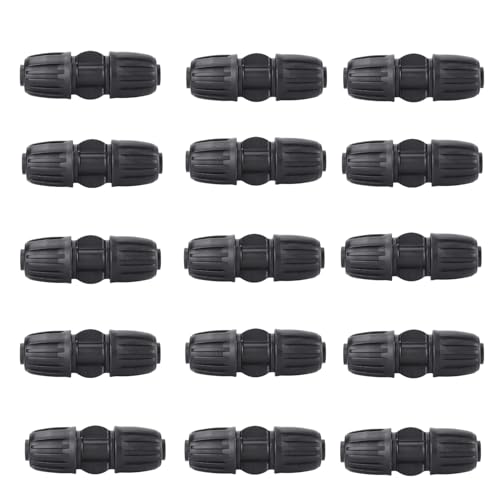 Drip Irrigation Coupling Fittings 15 Pack - 1/2 Inch Barbed Lock Connectors, Anti-Drop Straight Coupler for 1/2" Drip Tubing (0.60-0.63" OD ONLY), Repair Connector for Garden System - style: 1/2'' Coupling (15)