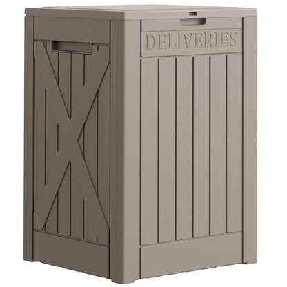 JUMMICO 52 Gallon Resin Package Delivery Box Lockable&Waterproof - color: Light Brown