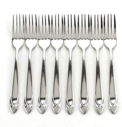 Stainless Steel Heavy Duty Flatware Forks Set of 8 Diamond Pattern