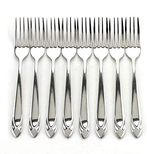 Stainless Steel Heavy Duty Flatware Forks Set of 8 Diamond Pattern