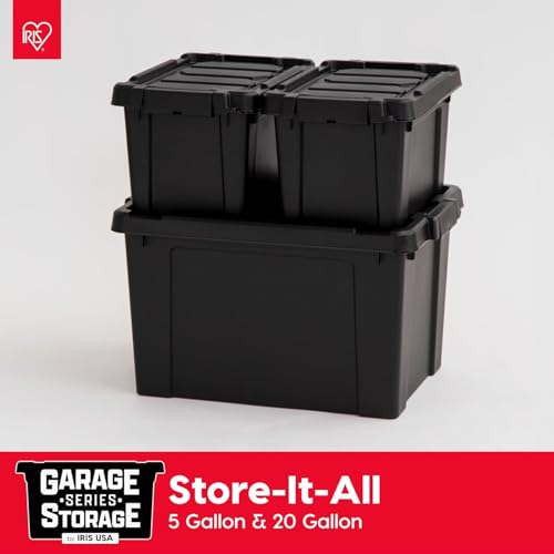 IRIS USA 6-Pack 20 Gal Heavy Duty Lockable Storage Totes with Lids, Black - color: Black, size: 20 Gal - 4 Pack