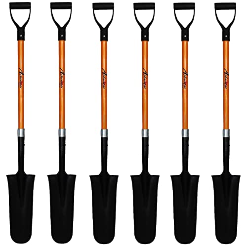 Ashman Drain Spade Shovel (Pack of 6) - 48-Inch Long D Handle Spade - Heavy Duty Handle with Thick Metal Blade - Premium Quality Orange Multi Purpose Shovel. - size: 6 Pack, style: Drain Spade Shovel