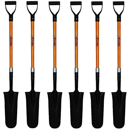 Ashman Drain Spade Shovel (Pack of 6) - 48-Inch Long D Handle Spade - Heavy Duty Handle with Thick Metal Blade - Premium Quality Orange Multi Purpose Shovel. - size: 6 Pack, style: Drain Spade Shovel