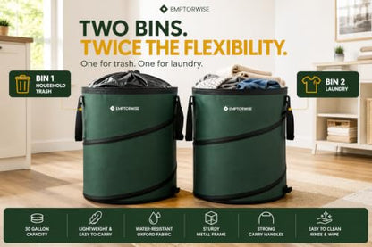 2-Pack 30-Gallon Collapsible Trash Cans, Pop-Up, RV & Camping