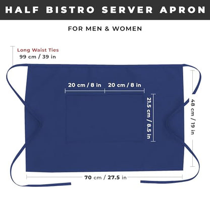 Chef Works Unisex Half Bistro Server Apron - color: Royal, 1 Pack