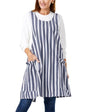 Cozy Adjustable Cross Back Aprons for Women with Pockets Cotton Linen Cooking Kitchen Baking - color: Blue Stripes