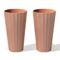 Veradek Column Series Tall Planter - Tapered Outdoor Planter with Shelf - color: Terracotta, style: Wide Groove - 2 Pack