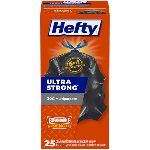 Hefty Ultra Strong 30 Gal Large Trash Bags, Black, Unscented, 25ct - size: 25 Count (Pack of 1)