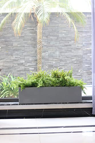 Modern Rectangle Balcony Window Cement Gray Planter Box Elegant Rectangular 8" H x 8" W x 32" L Flower Pot - color: Cement Grey, size: 8x8x32