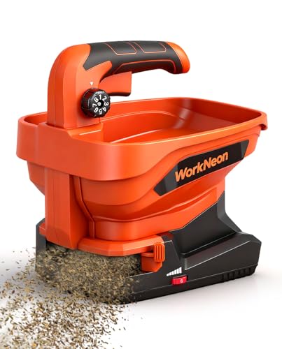 Battery Powered Seed Spreader, Handheld Power Spreader for Lawns, Rechargeable 7.2V Grass Spreader with 8-Level Settings and 3.3L Large Capacity for Snow, Rock Salt, Lawn, Garden