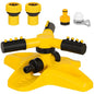 360 Degree Rotating Garden Sprinkler for Yard, Lawn and Large Area Coverage with 3 Adjustable Arms (Yellow)