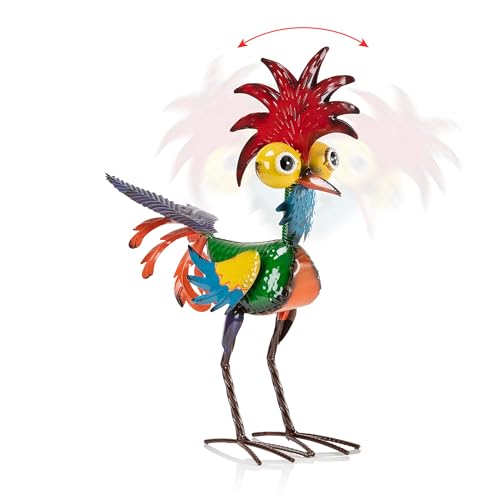 Alpine Corporation | 18" Tall Wacky Metal Rooster Yard Statue – Colorful Indoor/Outdoor Farm Animal Décor for Garden, Patio, Lawn, or Porch - color: 18" Multicolor Rooster