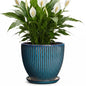 Ceramic Plant Pots, 8 Inch Planters with Saucer, Retro Blue - color: Retro Blue, size: 8 Inch