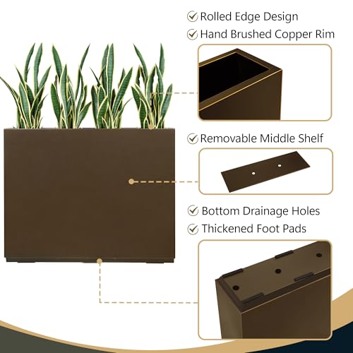 Wallowa 38Lx10Wx30H Rust-Resistant Metallic Heavy Planter Box - color: Espresso