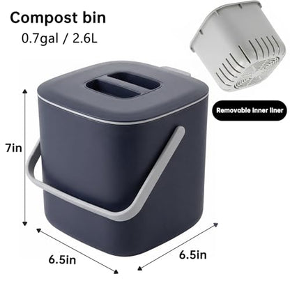 Compost Bin Kitchen, 0.7Gal Sealed Countertop Compost Bin - color: Dark Blue