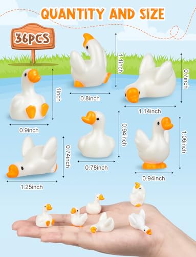 36pcs Mini Resin Goose Figurines, Tiny Animal Figurine Bulk