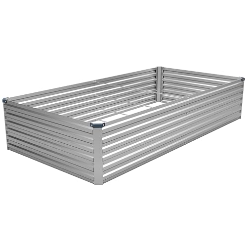 MGNO 8x4x1.5FT Galvanized Raised Garden Bed-Outdoor Planter Box for Vegetables-Metal Garden Bed,RRectangle Planting Box for Herb,Flower - size: 8x4x1.5FT, style: Sliver