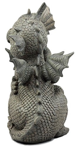 Ebros Gift Fiery Romance Hatchling Dragon Lovers Garden Statue Faux Stone Resin Finish 10" H Dragon Hugs Home Decor Figurine Dungeons and Dragons Fantasy Art - color: Dragon Hugs
