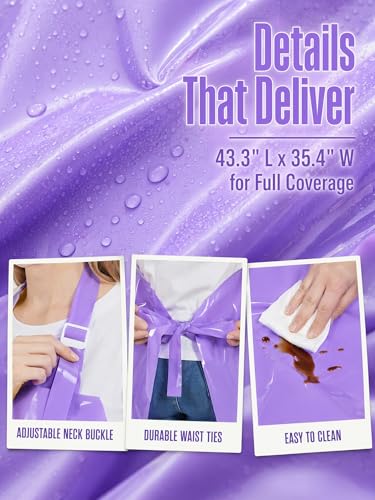 Molaxhome TPU Waterproof Apron Oil-resistant Chef Apron for Unisex Kitchen - color: Purple