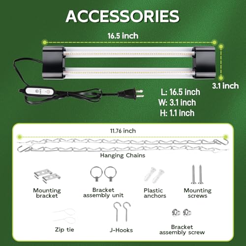 Hlite LED Grow Light 16 inch, Hanging Full Spectrum Linkable 2 Pack - color: Pinkish White, size: 16 inch-2 Pack&Timer