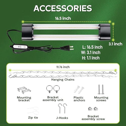 Hlite LED Grow Light 16 inch, Hanging Full Spectrum Linkable 2 Pack - color: White, size: 16 inch-2 Pack&Timer