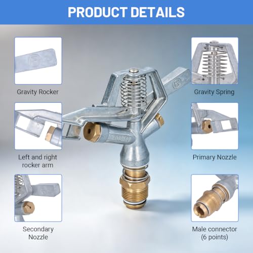 G3/4 Zinc Alloy Oscillating Impact Sprinkler for Lawn & Garden