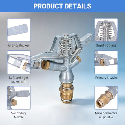 G3/4 Zinc Alloy Oscillating Impact Sprinkler for Lawn & Garden