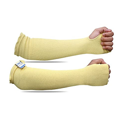 BSV Kevlar Arm Protection Sleeves with Thumb Hole - Cut, Scratch, Bite and Heat-Resistant - Unisex, 18", 1 Pair - color: Yellow