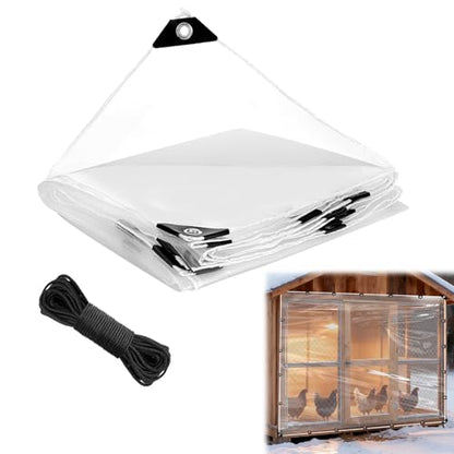 8x10ft Anti-Tear Clear Tarp Waterproof, 5 mil, Windproof & Snowproof - size: 8 x 10 ft