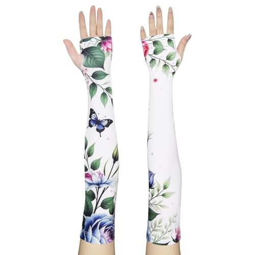 YAMEIZE Gardening Long Arm Sleeves for Women - Sun Protection Cooling Floral Sleeves to Cover Arm for Garden - color: Multicolor