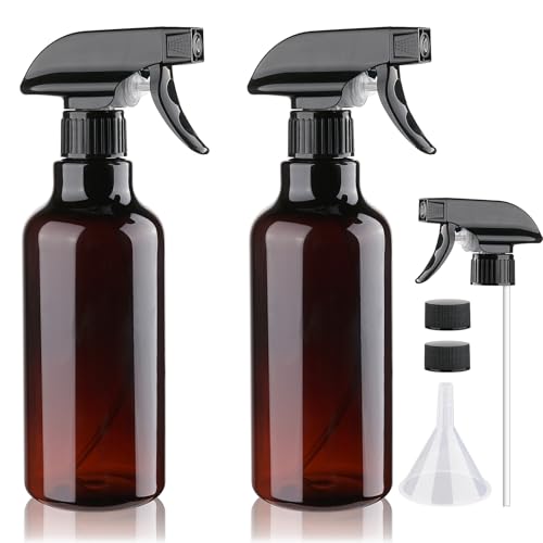 Plastic Spray Bottles 16.9oz/500ml 2 Pack, Amber - color: Amber
