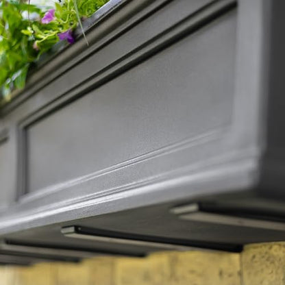 Mayne Fairfield 36in Self-Watering Rectangular Window Box Planter, Gray - color: Graphite Grey, size: 36in