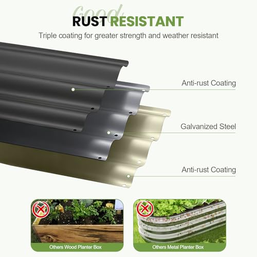 G GOOD GAIN Raised Garden Bed Outdoor, 4-in-1 Modular Metal Planter, Grey - color: Gray, size: 5x3x1ft(1pcs)