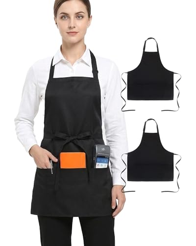 US Trademark Bib Apron for Women/Men, Cooking Kitchen Chef - color: 2 Pack Chef Apron Black