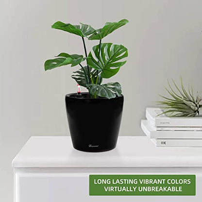 Dexceder 9x8 Self Watering Planter (Black High Gloss) - color: Black, size: 9x8