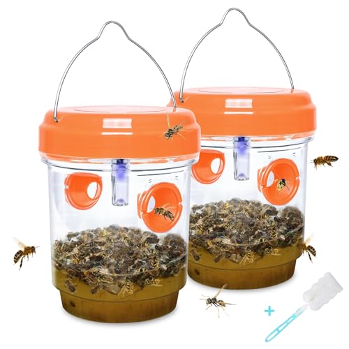 2 Pack Solar Wasp Traps Outdoor Hanging - color: Orange