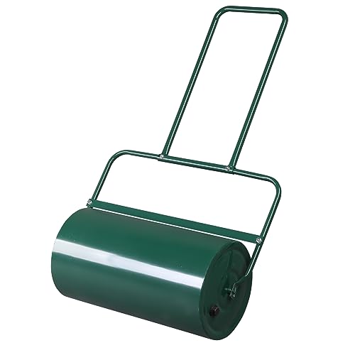 VINGLI 24 Inch Lawn Roller Water Filled Pull Behind Garden Drum Roller Push/Tow Behind, Water/Sand Filled for Garden, Lawn, Backyard, Green - color: Green, size: 24 inch