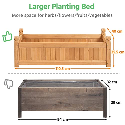 Yaheetech 43.5" Wooden Raised Garden Bed Rectangular Planter Box, 1pcs - size: 43.5'' x 16'' x 14'' (LxWxH)