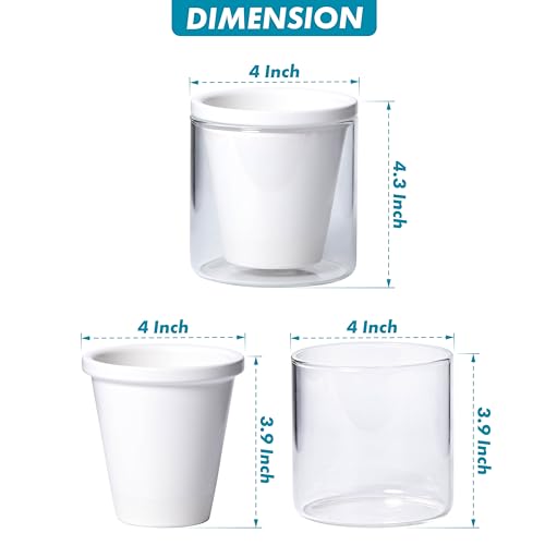 D'vine Dev Self-Watering White Terracotta Planter, 4 in, 4-Pack, 37-Z-A-2-F - color: White