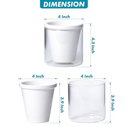 D'vine Dev Self-Watering White Terracotta Planter, 4 in, 4-Pack, 37-Z-A-2-F - color: White