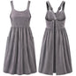 Cotton Linen Apron Cross Back Apron for Women with Pockets Pinafore Dress - color: Grey