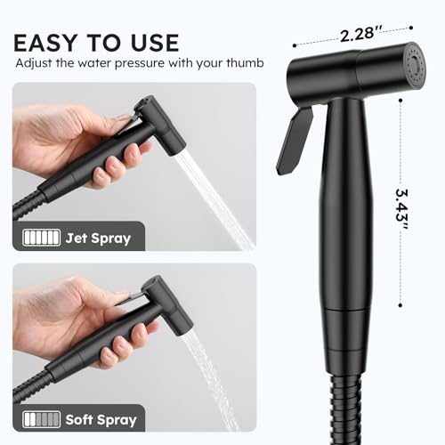 Arofa Black Handheld Bidet Sprayer, Bidet Attachment for Toilet, 3 Pack - color: Black, size: 3 Pack