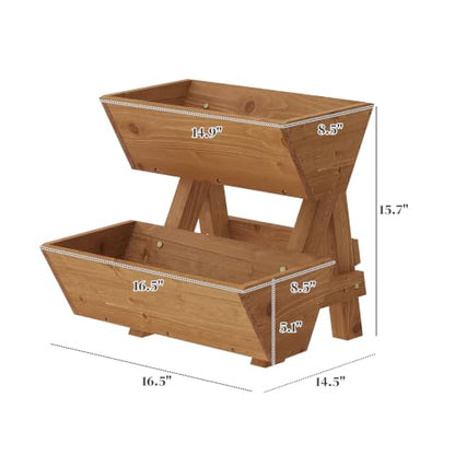 Wooden Vertical Raised Garden Bed with Legs, Tiered Planter Box, Vertical Garden Planter,Wood Plant Stand Wood Flower Rack for Patio, Balcony, Freestanding. (Brown-2 Tiers) - color: Brown, size: 2 tiers-Small