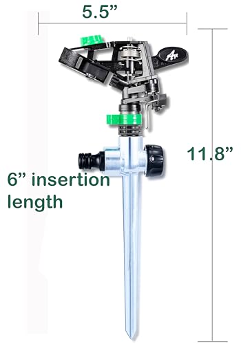 Pulsating Impact Yard Sprinkler, 80 to 5800 Squre feet Adjustable Coverage, Pack of (1), Perfect for Lawn,Garden and Yard by Apt