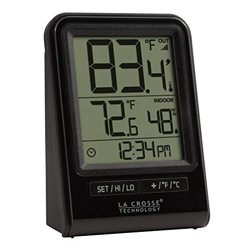 308-1409BT Digital Wireless Thermometer & HI/LO records & Humidity, 330ft - color: Black