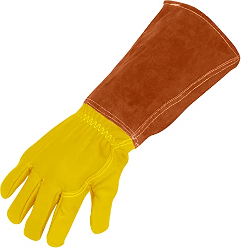 Garden Gloves Thorn Proof Rose Pruning XS Small Medium Large XL XXL 3XL - color: Brown/Yellow, size: Large