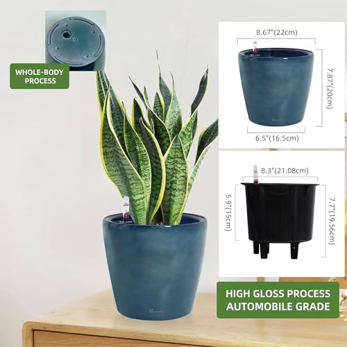 Dexceder 9x8 Self Watering Planter (Grayish Green Gradient) - color: Grayish Green, size: 9x8