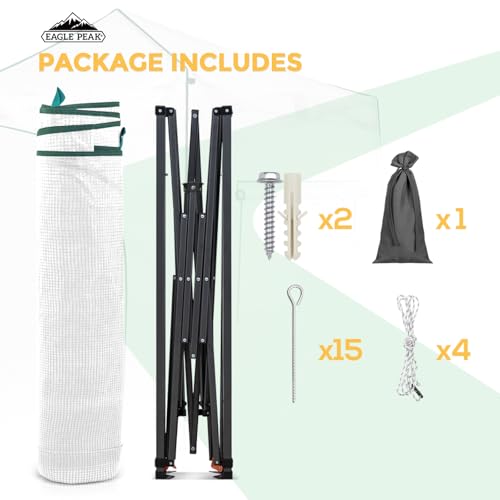EAGLE PEAK 9x4 Easy Setup Pop Up Greenhouse, Lean-to Design, Clear/White - color: Clear/White, size: 9x4